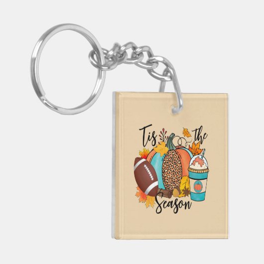 'Dit is het seizoen - Herfst, Football en pompoenk Sleutelhanger (Voorkant Links)