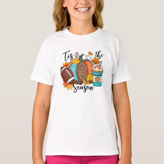 'Dit is het seizoen - Herfst, Football en pompoenk T-shirt (Voorkant)