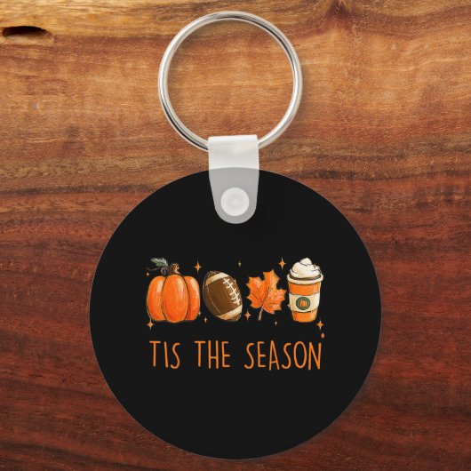 Dit is het seizoen Herfst Herfst Voetbal Pompoen K Sleutelhanger (Voorkant)