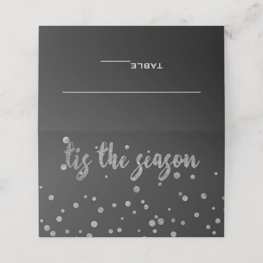 Dit is het seizoen Holiday Glam Silver Confetti Es Plaatskaartje (Buitenkant ongevouwen)