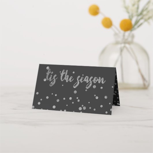 Dit is het seizoen Holiday Glam Silver Confetti Es Plaatskaartje (Voorkant)