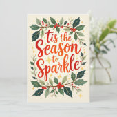 Dit is het seizoen Holly Holiday Party Nodig Kaart (Staand voorkant)