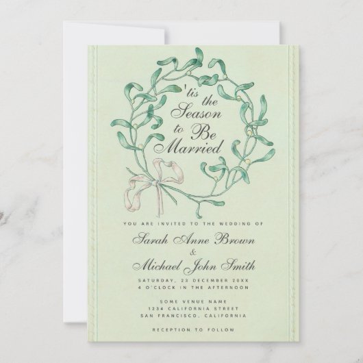Dit is het seizoen Kerst bruiloft Mistletoe Krans Kaart (Voorkant)