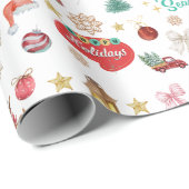 Dit is het seizoen, kerst retro  patroon cadeaupapier (Rol Hoek)