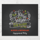 Dit is het seizoen kerst/vakantie Verloving Sparkling Wijnetiket (Enkel label)