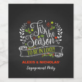 Dit is het seizoen kerst/vakantie Verloving Wijn Etiket (Enkel label)