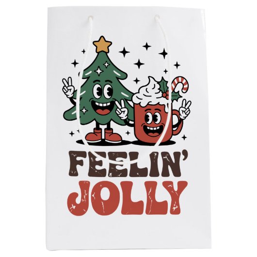Dit is het seizoen kerstboom kerstmuts koffie medium cadeauzakje (Voorkant)