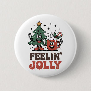 Dit is het seizoen kerstboom kerstmuts koffie ronde button 5,7 cm