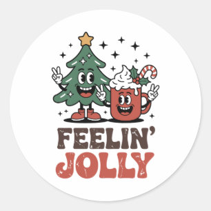Dit is het seizoen kerstboom kerstmuts koffie ronde sticker