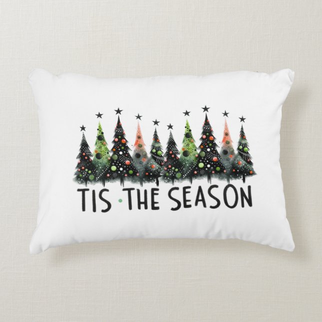 Dit is het seizoen kerstboom sneeuwvlokken Santa Accent Kussen (Voorkant)