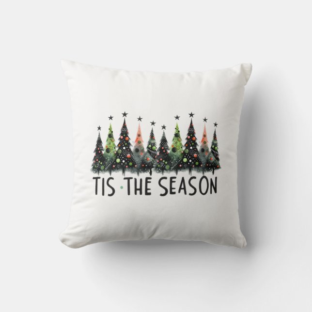 Dit is het seizoen kerstboom sneeuwvlokken Santa Kussen (Voorkant)