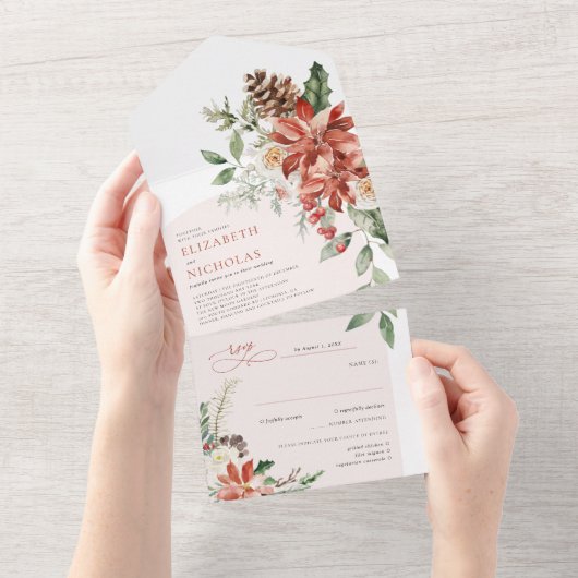 Dit is het seizoen | kerstbruiloft all in one uitnodiging (Afscheurbaar)