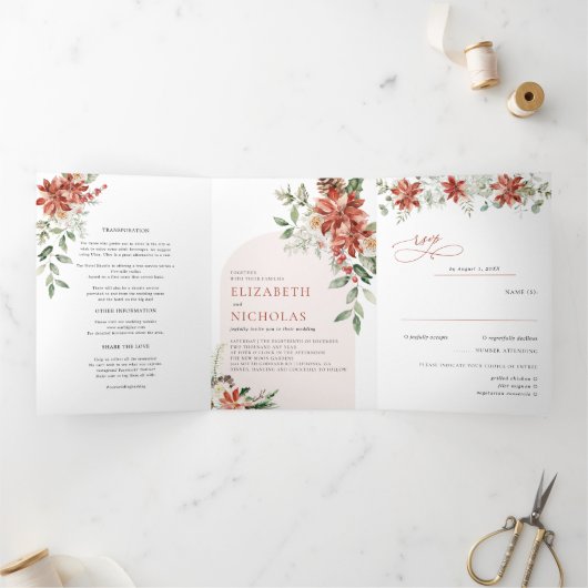 Dit is het seizoen | kerstbruiloft drieluik uitnodiging (Binnen)