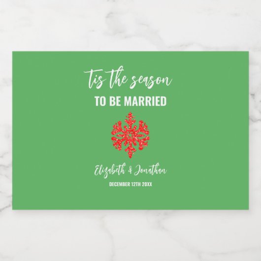 Dit is het seizoen Kerstbruiloft Likeurfles Etiket (Enkel label)