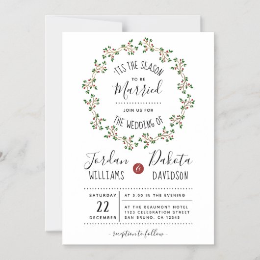 Dit is het seizoen | kerstbruiloft magnetische uitnodiging (Voorkant)