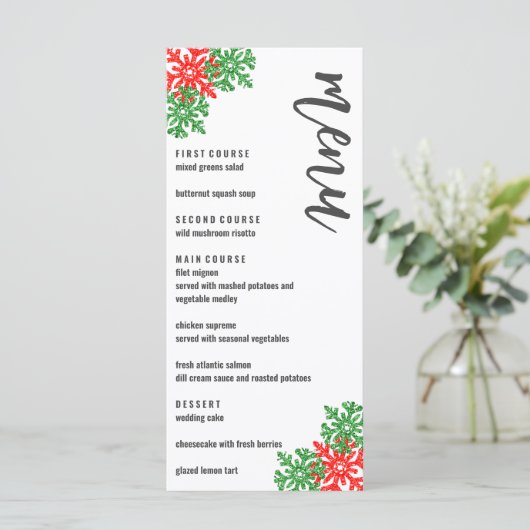 Dit is het seizoen Kerstbruiloft Menu (Staand voorkant)