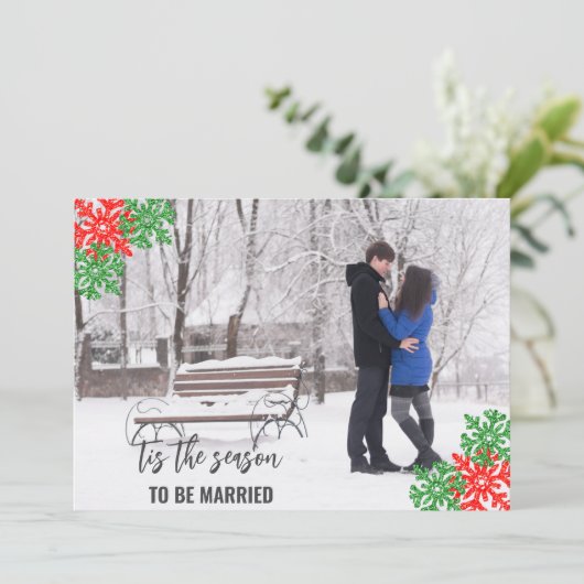 Dit is het seizoen Kerstbruiloft Save The Date (Staand voorkant)