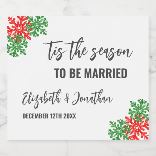 Dit is het seizoen Kerstbruiloft Sparkling Wijnetiket (Enkel label)