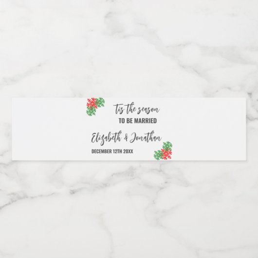 Dit is het seizoen Kerstbruiloft Waterfles Etiket (Enkel label)