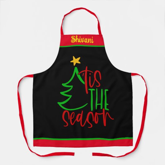 Dit is het seizoen, kerstcadeauidee als feestdag schort (Voorkant)