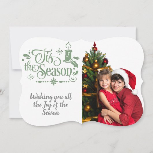 Dit is het seizoen/kerstcitaat/Foto/Lt Green Feestdagenkaart (Voorkant)
