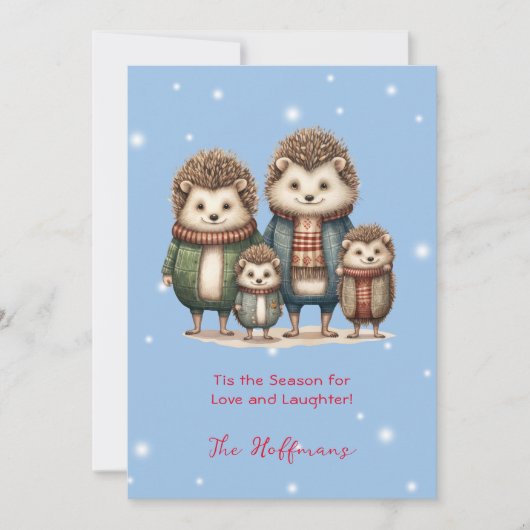 Dit is het seizoen kerstdieren egels Schattige Feestdagenkaart (Voorkant)