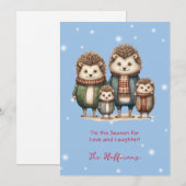 Dit is het seizoen kerstdieren egels Schattige Feestdagenkaart (Voorkant / Achterkant)