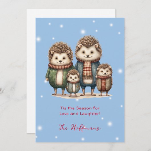 Dit is het seizoen kerstdieren egels Schattige Feestdagenkaart (Voorkant / Achterkant)