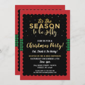 Dit is het seizoen kerstfeest Jolly Check Uitnodig Kaart (Voorkant / Achterkant)