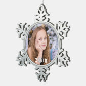 Dit is het seizoen | kerstfeestfoto tin sneeuwvlok ornament (Rechts)