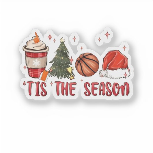 Dit is het seizoen Kerstmis Basketbal Sticker (Voorkant)