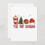 Dit is het seizoen Kerstmis Basketbal Uitnodiging Briefkaart (Voorkant / Achterkant)