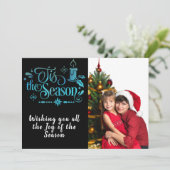 Dit is het Seizoen/Kerstmis Gezegde/2-zaadfoto/ Feestdagenkaart (Staand voorkant)