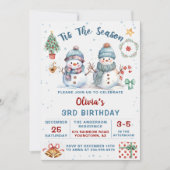 Dit is het seizoen Kerstvakantie Sneeuwman Verjaar Kaart (Voorkant)