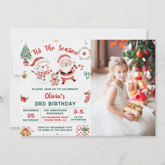 Dit is het seizoen Kerstvakantie Sneeuwman Verjaar Kaart (Voorkant)