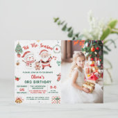 Dit is het seizoen Kerstvakantie Sneeuwman Verjaar Kaart (Staand voorkant)