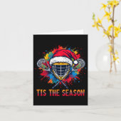 Dit is het seizoen Lacrosse Mask Santa Hat Christm Kaart (Gele Bloem)