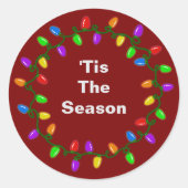 Dit is het seizoen lichtkrans rood ronde sticker (Voorkant)