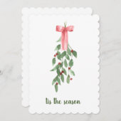 dit is het seizoen Mistletoe waterverf Christmas Feestdagenkaart (Voorkant / Achterkant)