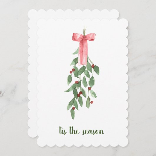 dit is het seizoen Mistletoe waterverf Christmas Feestdagenkaart (Voorkant / Achterkant)