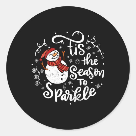 Dit is het seizoen naar Sparkle Snowman Christmas  Ronde Sticker (Voorkant)