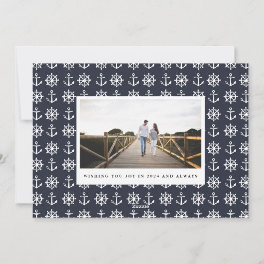 Dit is het seizoen | Nautical Holiday Photo Card Feestdagenkaart (Achterkant)