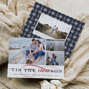 Dit is het seizoen Nautical Holiday Photo Card Feestdagenkaart