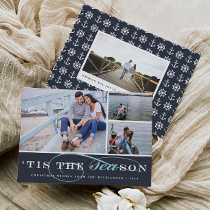 Dit is het seizoen Nautical Holiday Photo Card Feestdagenkaart