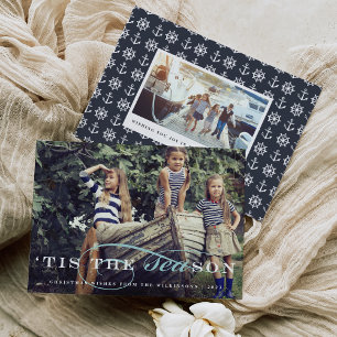 Dit is het seizoen Nautical Holiday Photo Card Feestdagenkaart