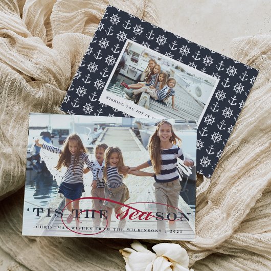 Dit is het seizoen | Nautical Holiday Photo Card Feestdagenkaart