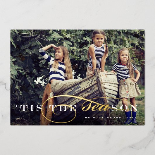 Dit is het seizoen | Nautische kerstfoto Folie Feestdagenkaart (Voorkant)