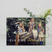 Dit is het seizoen | Nautische kerstfoto Folie Feestdagenkaart (Staand Voorkant)