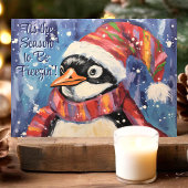 Dit is het seizoen om de kerstpinguïn te bevriezen feestdagen kaart