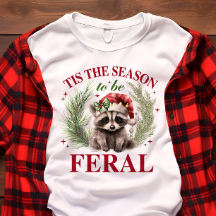 Dit is het seizoen om Feral Funny Raccoon Kerstmis Tri-Blend Shirt